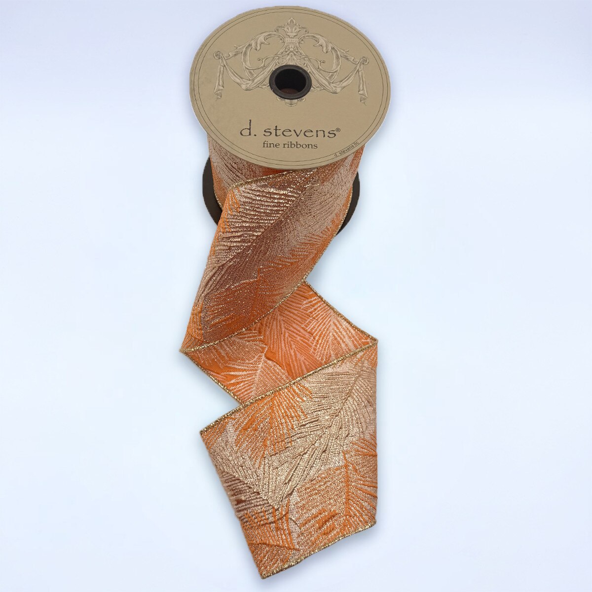 Orange Gold Jacquard Ribbon 4 Inch x 10 Yards
