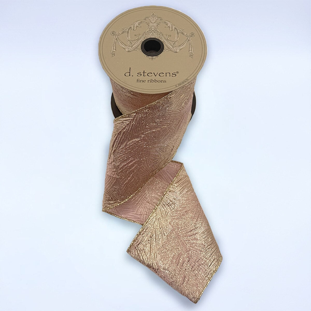 Palm Jacquard Ribbon Light Pink Gold 4" x 10 Yds