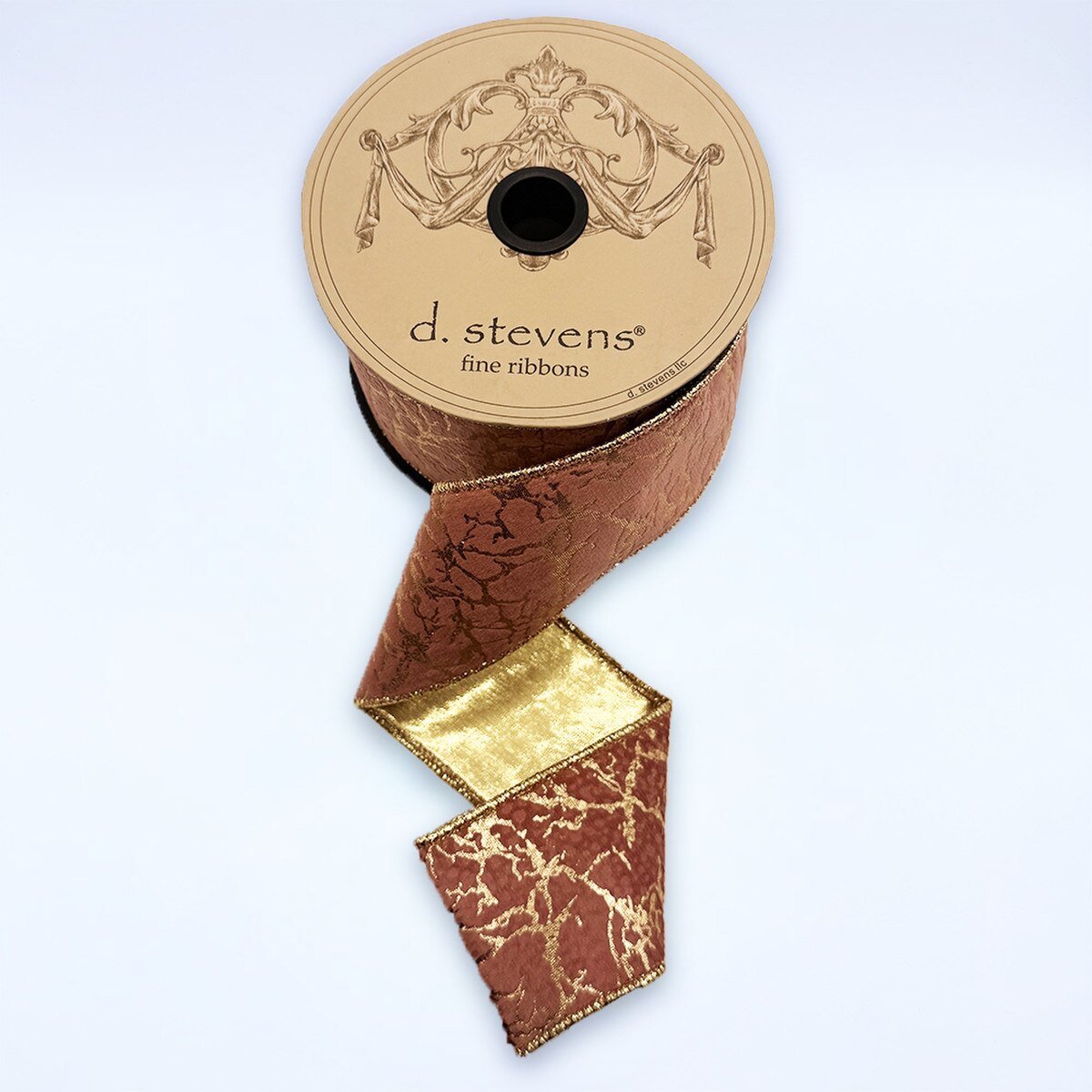 Light Mauve Suede Velvet Metallic Gold Crackle Ribbon