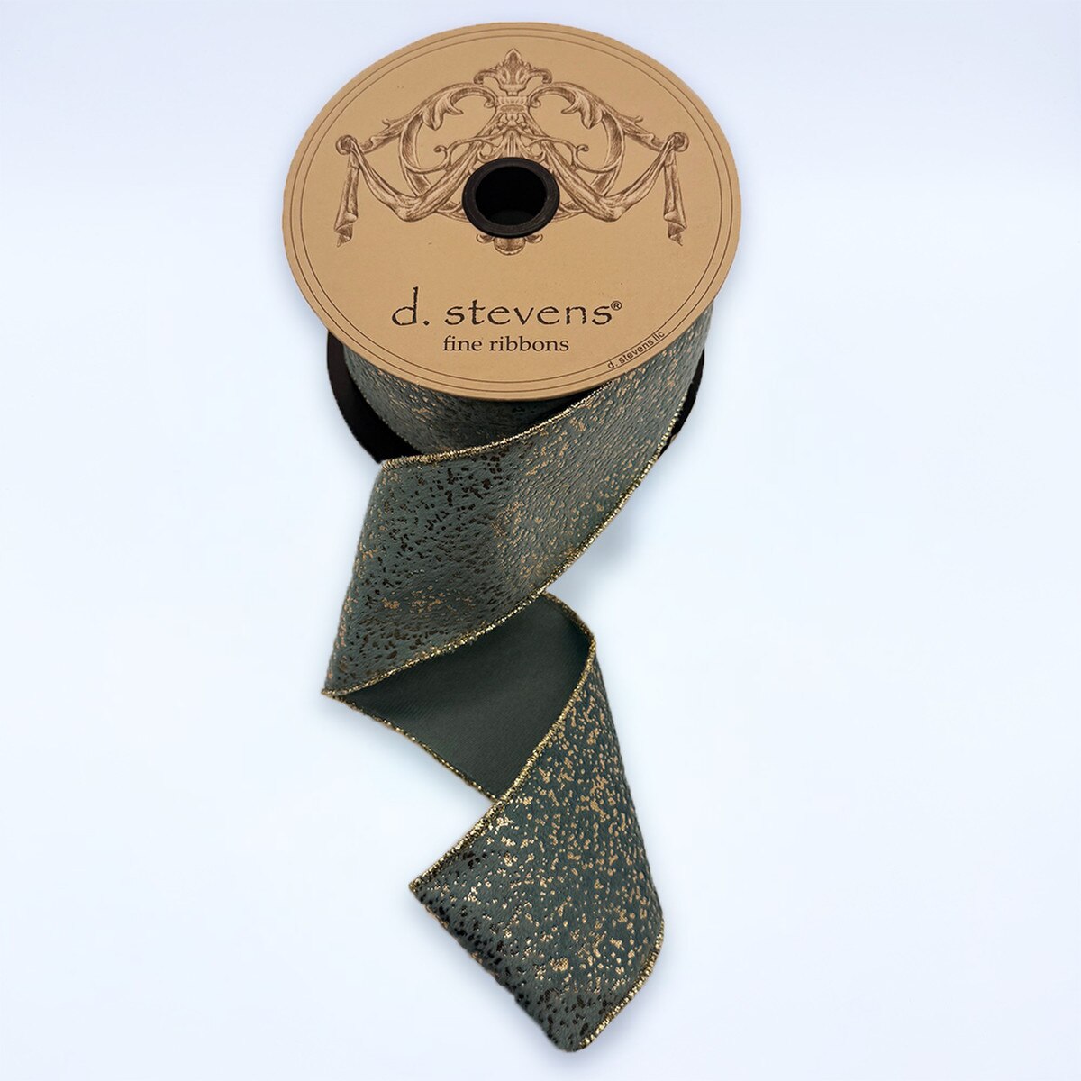 Aqua Suede Velvet Ribbon with Metallic Gold Splatter 2.5" x 10 Yds
