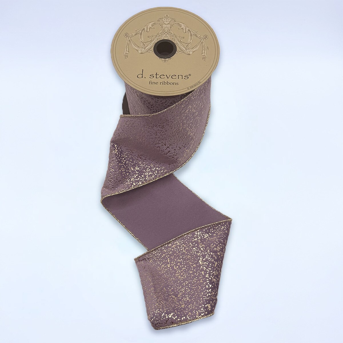 Lavender Suede Velvet Ribbon with Metallic Gold Splatter 4" x 10 Yds