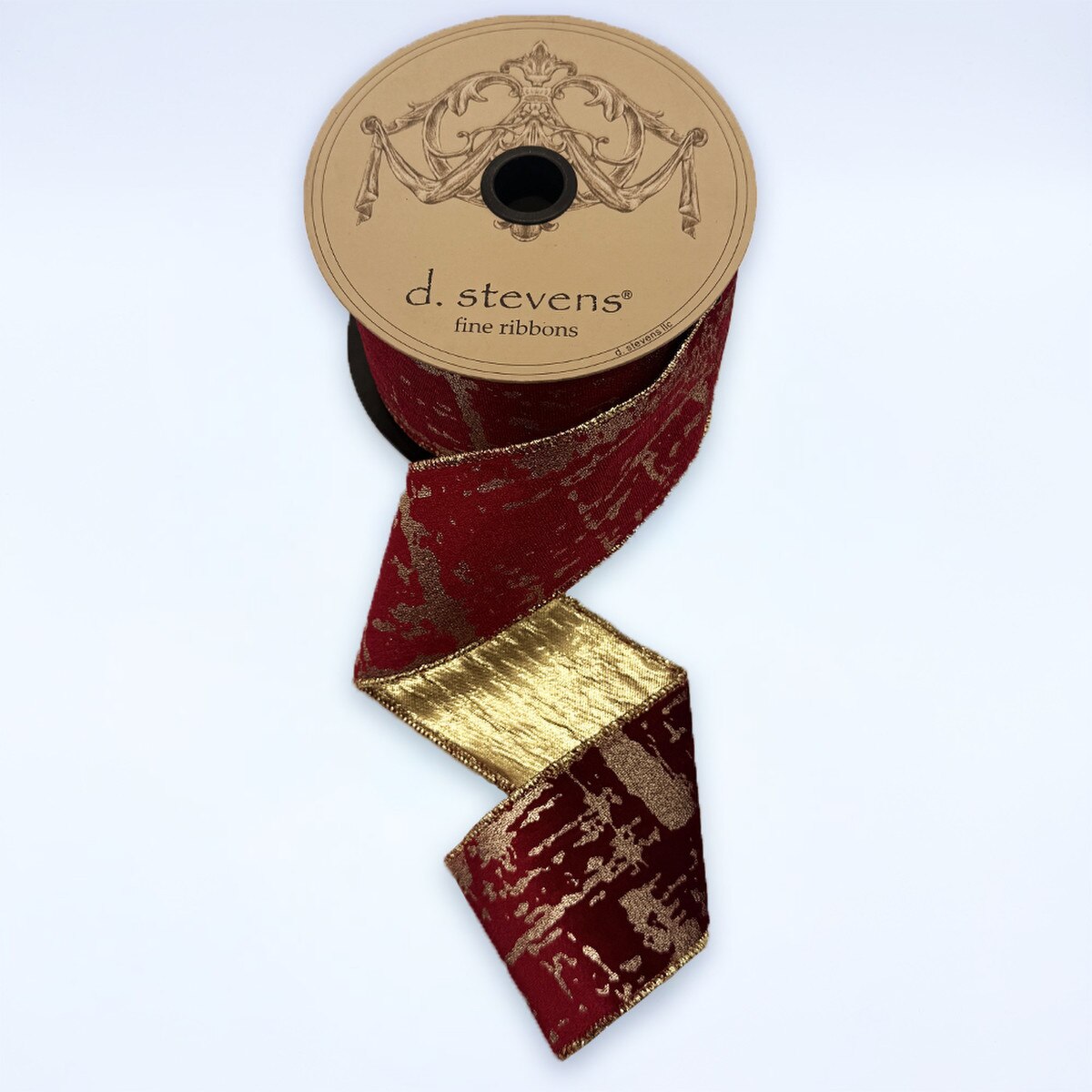 Cranberry Velvet Metallic Swash Ribbon 2.5" x 10 Yds