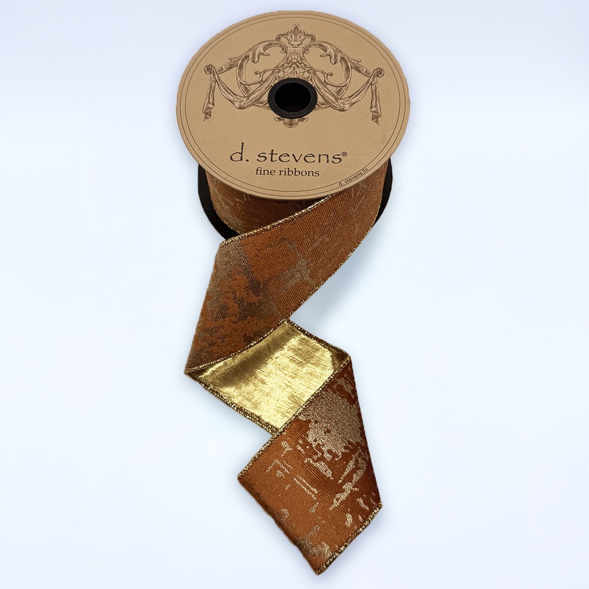Terracotta Velvet Metallic Swash Ribbon 2.5 Inch x 10 Yds