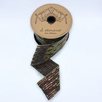 Black White Linen Iridescent Sequin Lines Ribbon 2.5