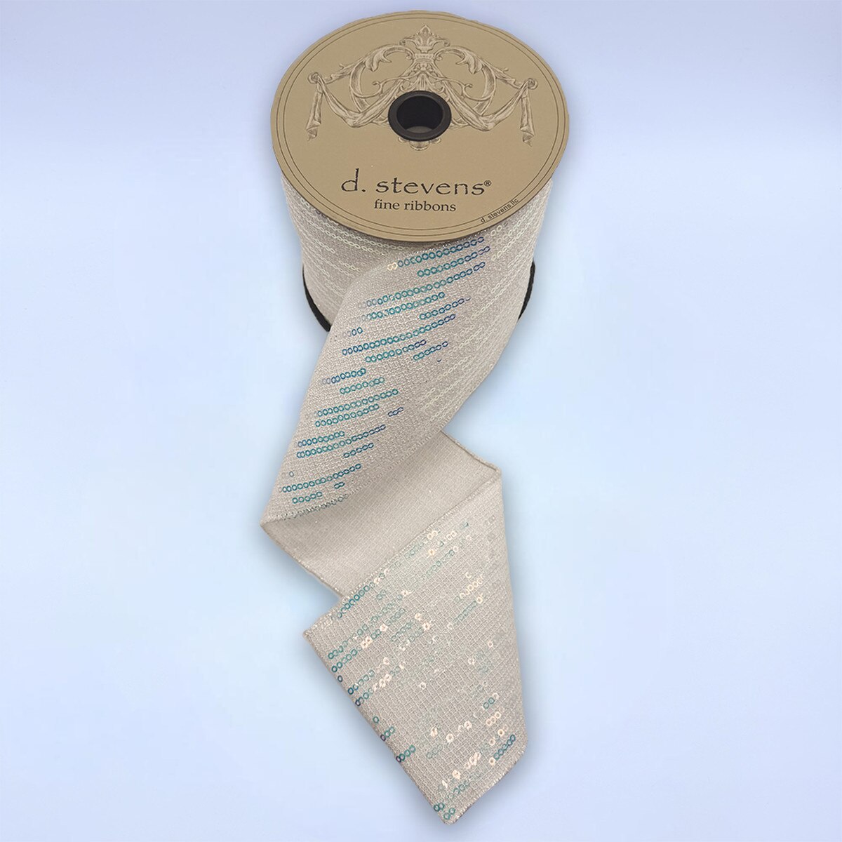 Iridescent Sequin Lines White Linen Ribbon 4" x 10 Yds