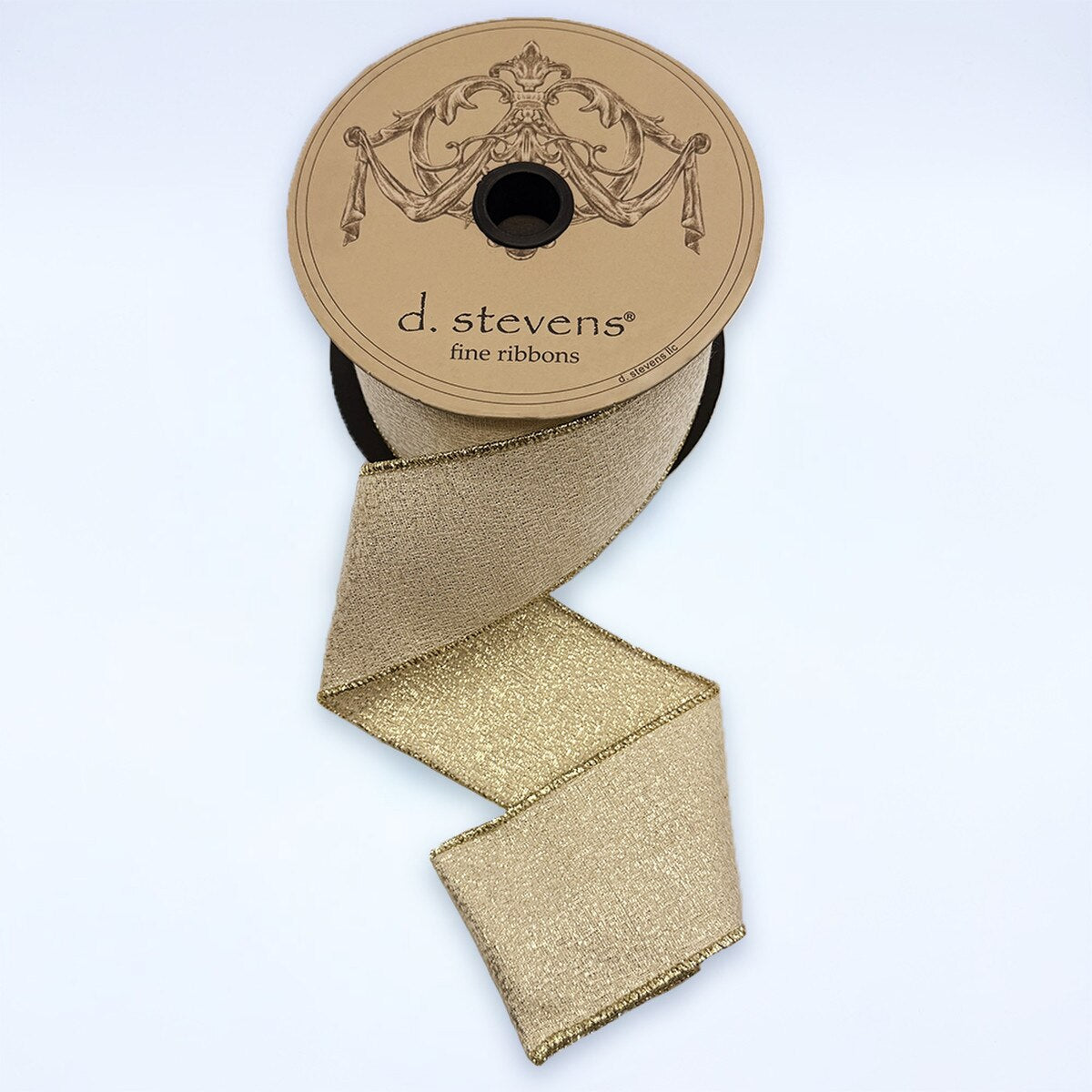 Gold Lurex Linen Ribbon 2.5 Inch x 10 Yards