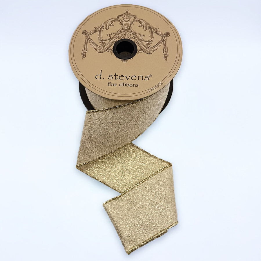 Gold Lurex Linen Ribbon 2.5 Inch x 10 Yards