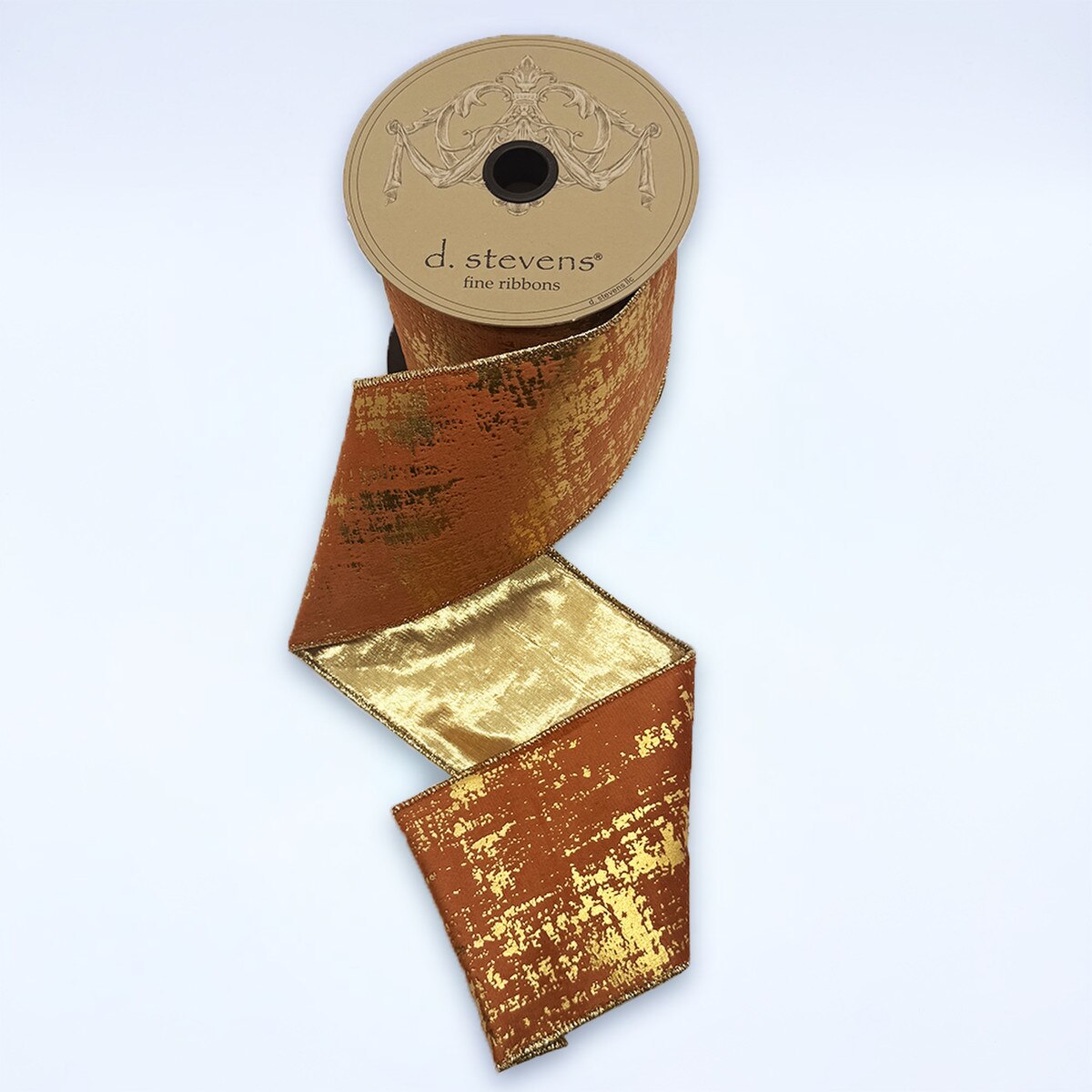 Burnished Metallic Gold Persimmon Suede Velvet Ribbon 4" x 10 Yds