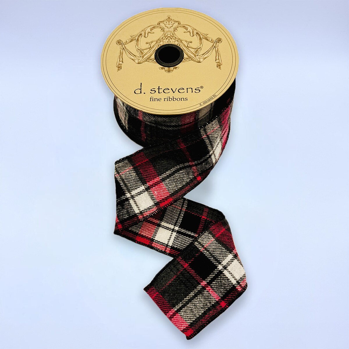 Flannel Plaid Ribbon Hot Pink Grey White 2.5" x 10 Yds