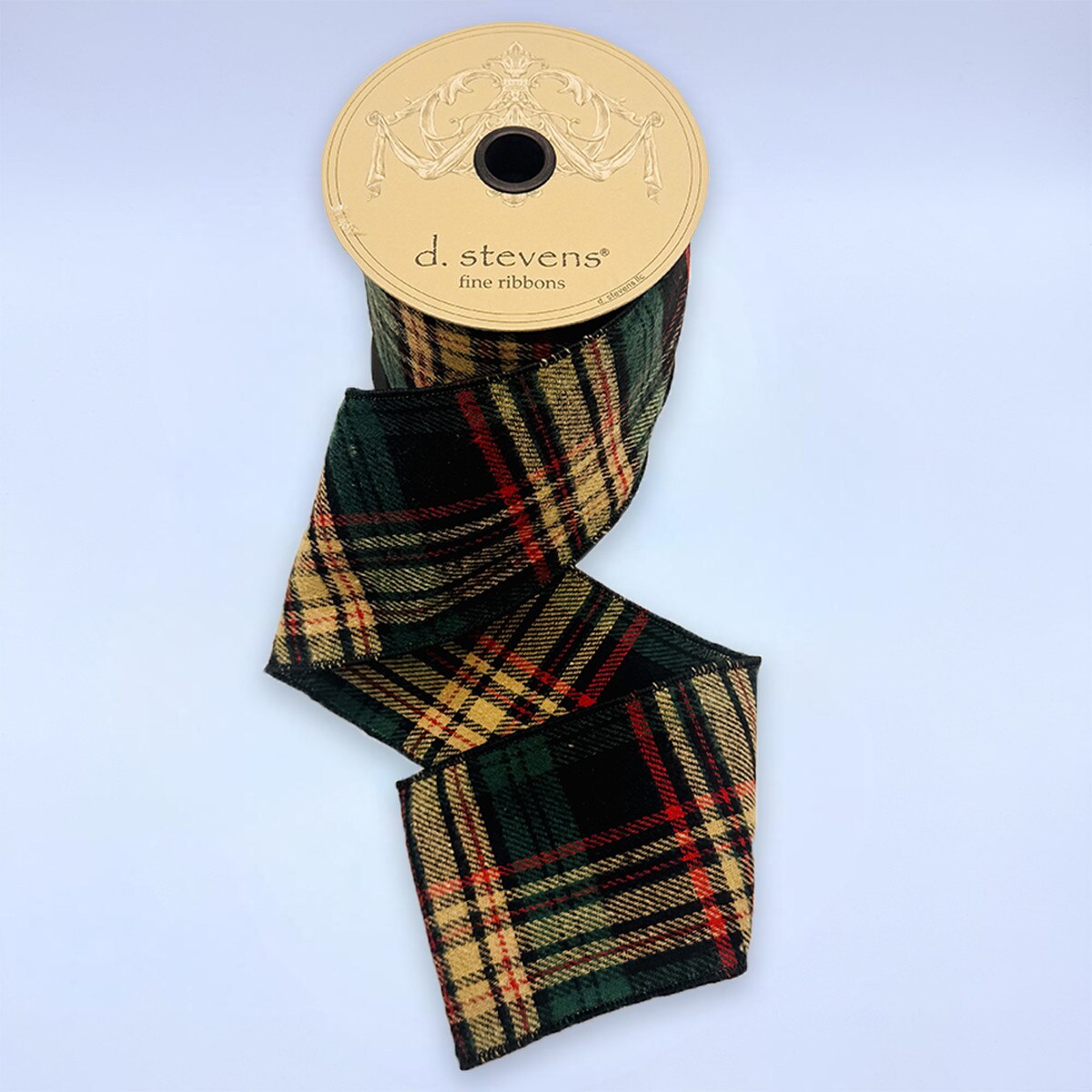 Flannel Plaid Ribbon Tan Red Black 4" x 10 Yds