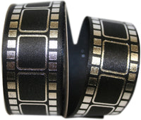 Metallic Satin Ribbon Black Silver 1-3/8 Inch 25Yds