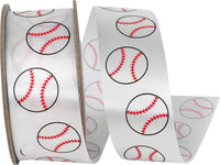 White 1-3 8 Inch Baseball Fast Pitch Satin Ribbon for Wreaths & Bows