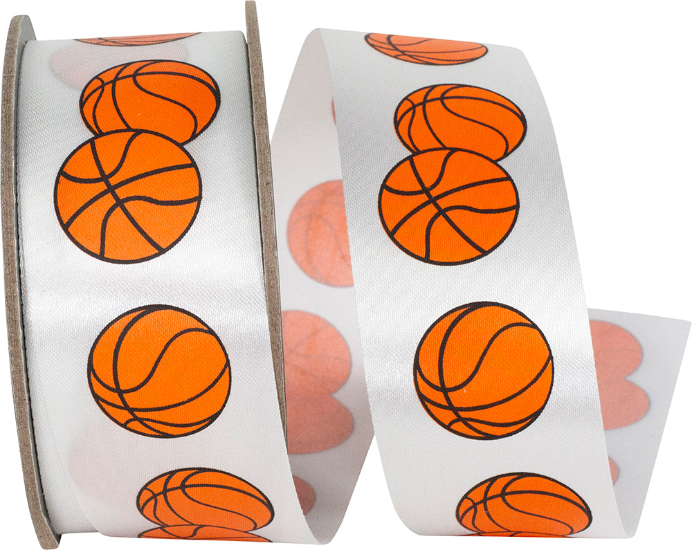 White 1-3 8 Inch Basketballs Satin Ribbon for Wreaths & Bows