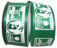 Green White 1-3 8 Inch Money Satin Ribbon for Wreaths & Bows