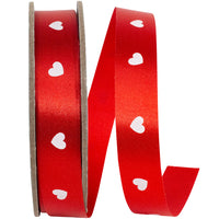Red 5 8 Inch Hearts Line Satin Cooler Ribbon for Wreaths & Bows