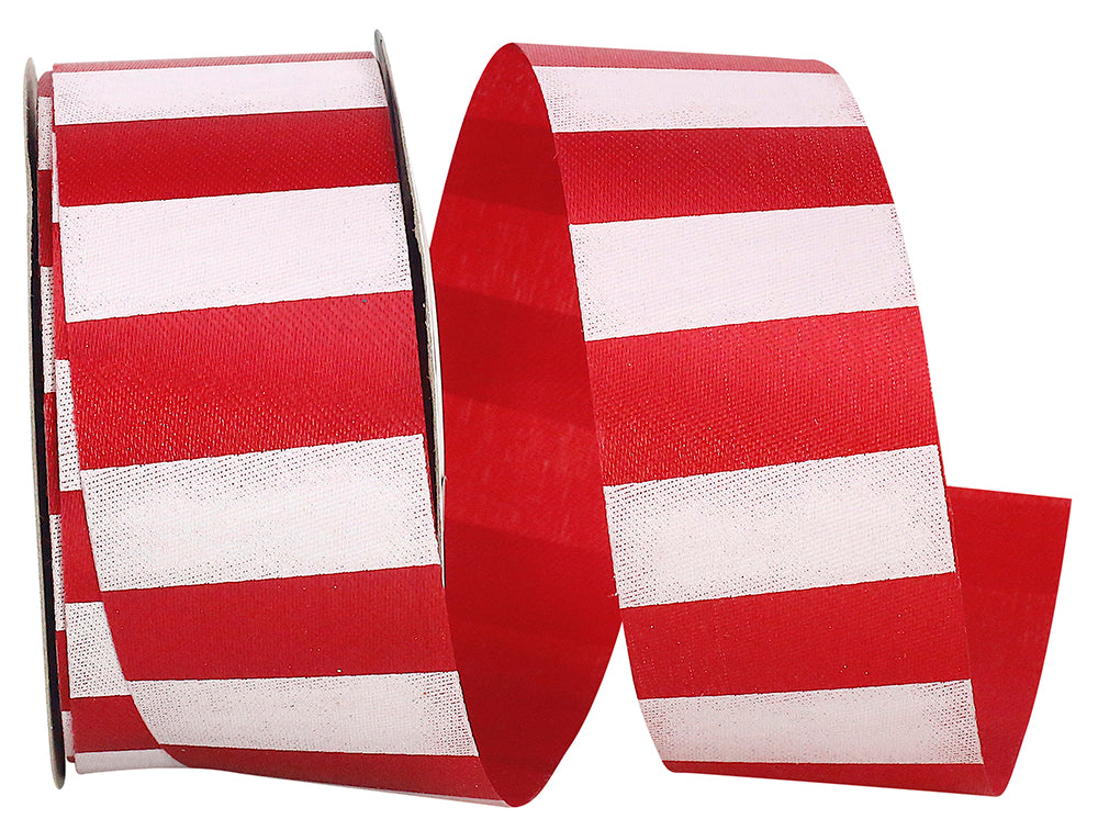 Red White 1-3 8 Inch Cabana Stripes Repeat Satin Ribbon for Wreaths & Bows
