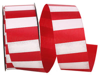 Red White 1-3 8 Inch Cabana Stripes Repeat Satin Ribbon for Wreaths & Bows