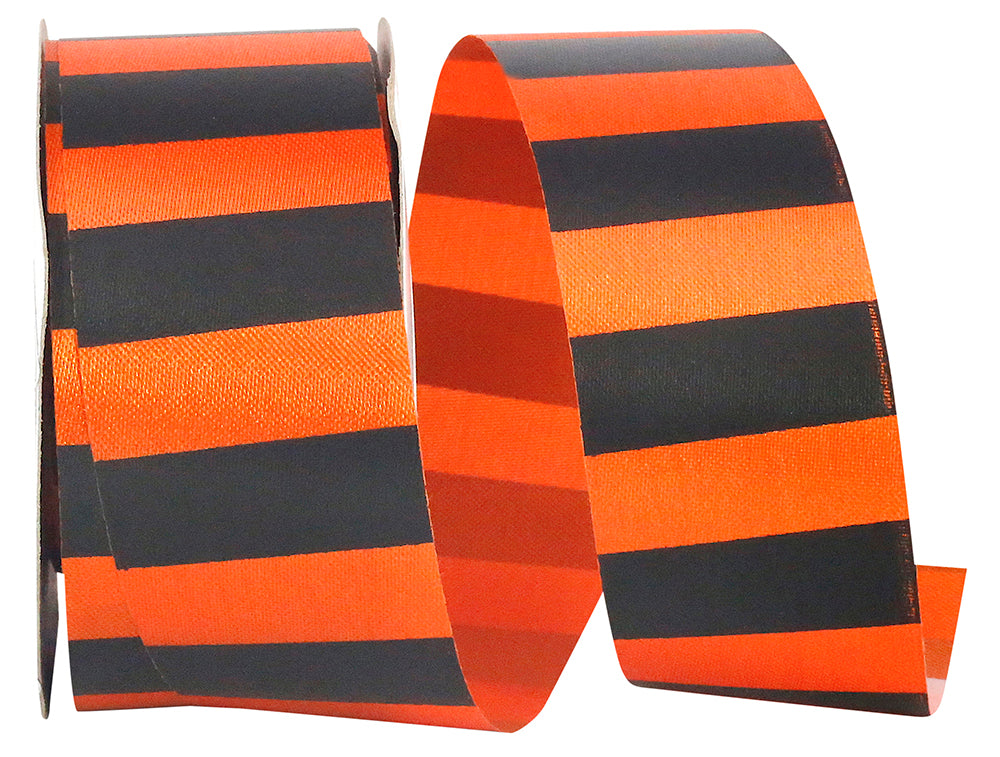 Orange Black 1-3 8 Inch Fall Cabana Stripe Satin Ribbon for Wreaths & Bows