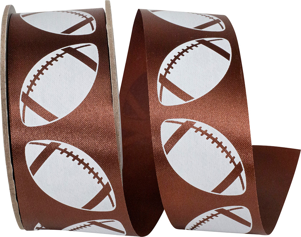 Brown White 1-3 8 Inch Homecoming Matte Footballs Cooler Ribbon for Wreaths & Bows