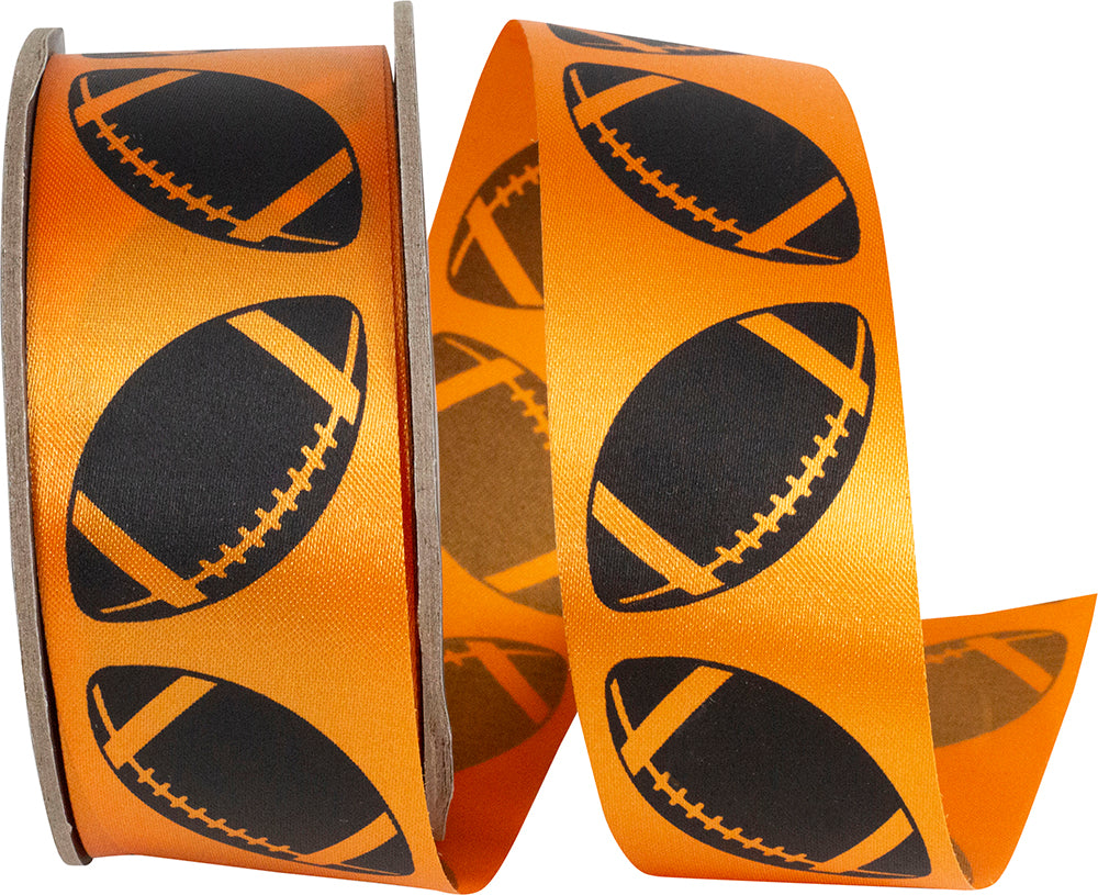 Orange Black 1-3 8 Inch Homecoming Matte Footballs Cooler Ribbon for Wreaths & Bows