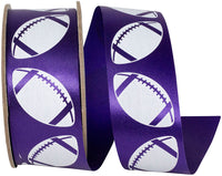 Purple White 1-3 8 Inch Homecoming Matte Footballs Cooler Ribbon for Wreaths & Bows
