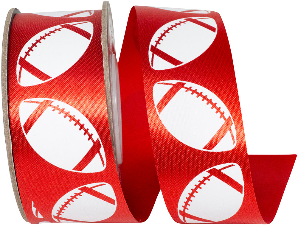 Red White 1-3 8 Inch Homecoming Matte Footballs Cooler Ribbon for Wreaths & Bows