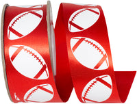 Red White 1-3 8 Inch Homecoming Matte Footballs Cooler Ribbon for Wreaths & Bows