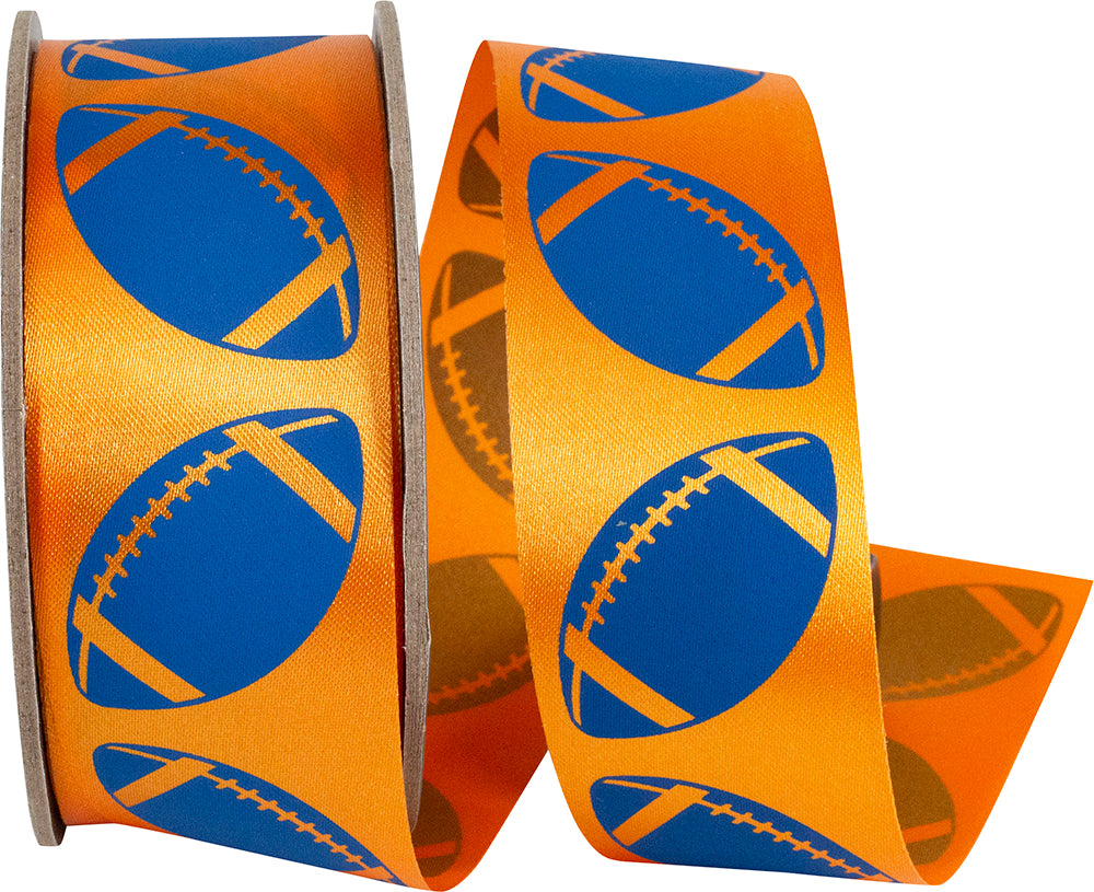 Orange Royal 1-3 8 Inch Homecoming Matte Footballs Cooler Ribbon for Wreaths & Bows