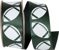 Homecoming Matte Footballs Cooler Ribbon Hunter White 1-3/8 Inch