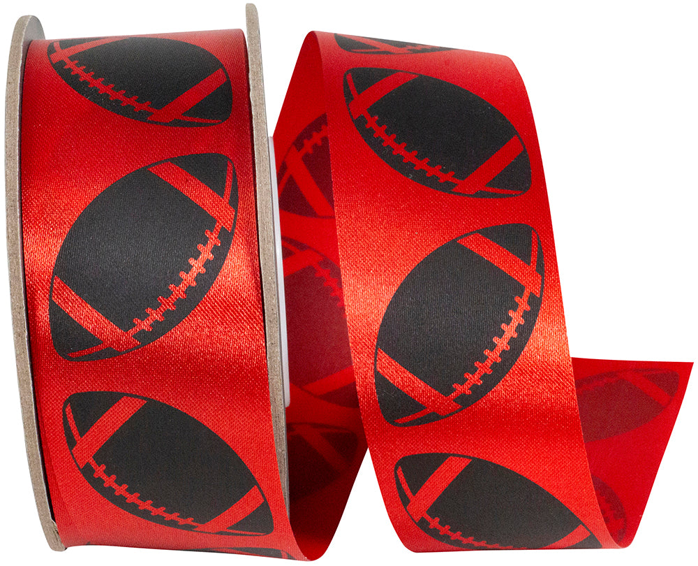 Red Black 1-3 8 Inch Homecoming Matte Footballs Cooler Ribbon for Wreaths & Bows