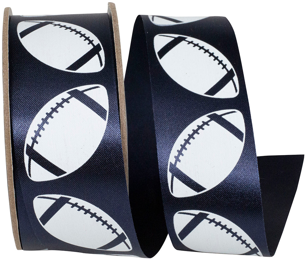 Navy White 1-3 8 Inch Homecoming Matte Footballs Cooler Ribbon for Wreaths & Bows
