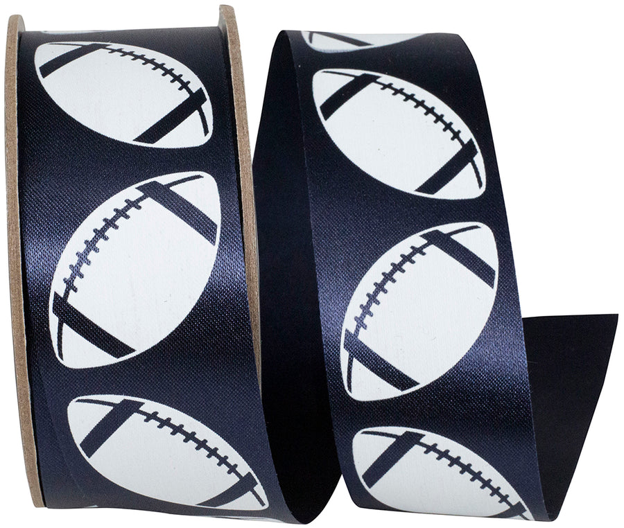 Navy White 1-3 8 Inch Homecoming Matte Footballs Cooler Ribbon for Wreaths & Bows