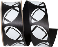 Black White 1-3 8 Inch Homecoming Matte Footballs Cooler Ribbon for Wreaths & Bows