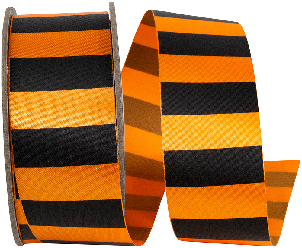 Orange Black 1-3 8 Inch Cabana Matte Stripes Repeat Satin Ribbon for Wreaths & Bows