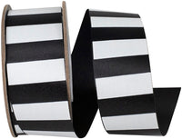 Black White 1-3 8 Inch Cabana Matte Stripes Repeat Satin Ribbon for Wreaths & Bows