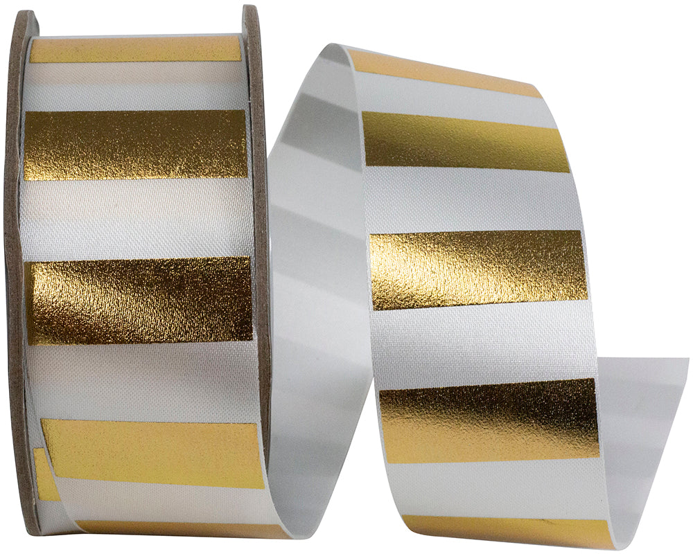 Cabana Satin Ribbon White Gold 1-3/8 Inch for Bows