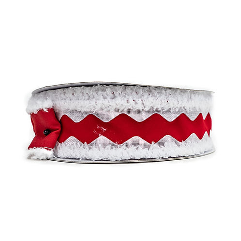 RIBBON 1.5" X 10YDS VELVET RIC RAC RED