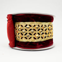 RIBBON 4X5YDS VELVET DIAMONDS LACE RUBY