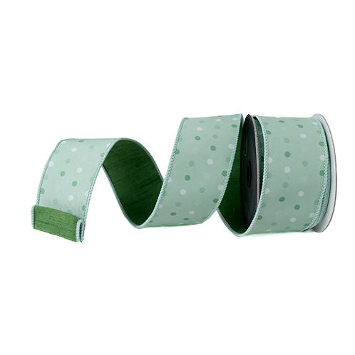 RIBBON 2.5" X 10YDS CONFETTI DOTS GREEN
