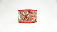 GLITTER RAINDEER NAMES CHRISTMAS RIBBON 2.5X10 NATURAL,RED