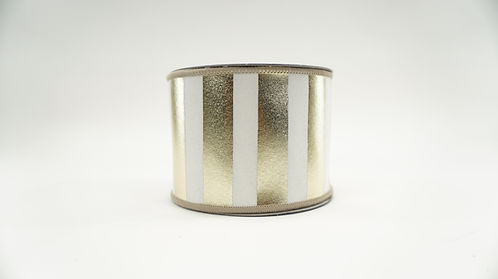 RIBBON HORIZONTAL STRIPES 4X10 PLATINUM,WHITE