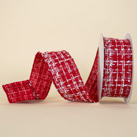 RIBBON SANTA TWEED RED AND WHITE ( 2 SIZES )