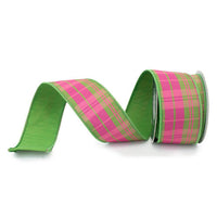 RIBBON DUPION PLAID FUCHSIA AND GREEN ( 2 SIZES)