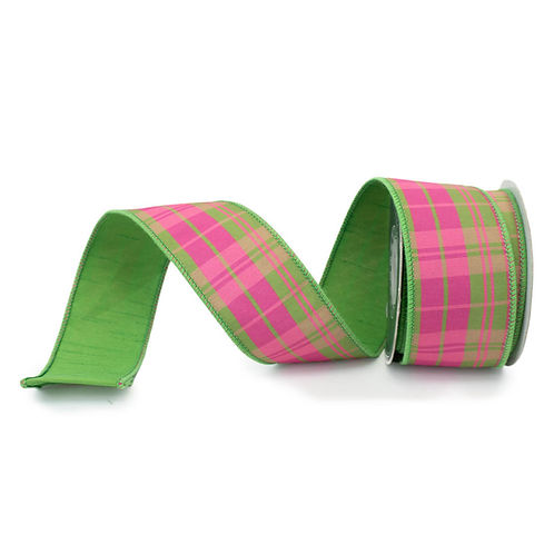 RIBBON DUPION PLAID FUCHSIA AND GREEN ( 2 SIZES)