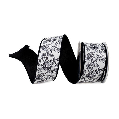 RIBBON BLOSSOM TOILE BLACK AND WHITE ( 2 SIZES )