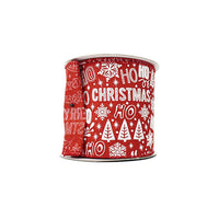 RIBBON 4X10YDS JOLLY CHRISTMAS RED AND WHITE