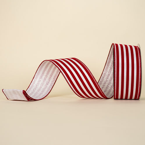 RIBBON SUGAR STRIPES WITH GLITTER RED AND WHITE ( 2 SIZES )