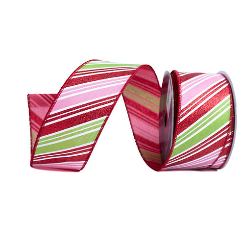 RIBBON CANDY STRIPES PINK, RED AND LIME ( 2 SIZES )