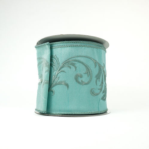 RIBBON ACANTHUS DUPION 4X10YDS AQUA