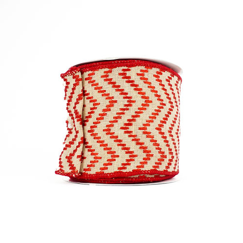 RIBBON CHEVRON STITCH WITH 4X10YDS NATURAL AND RED